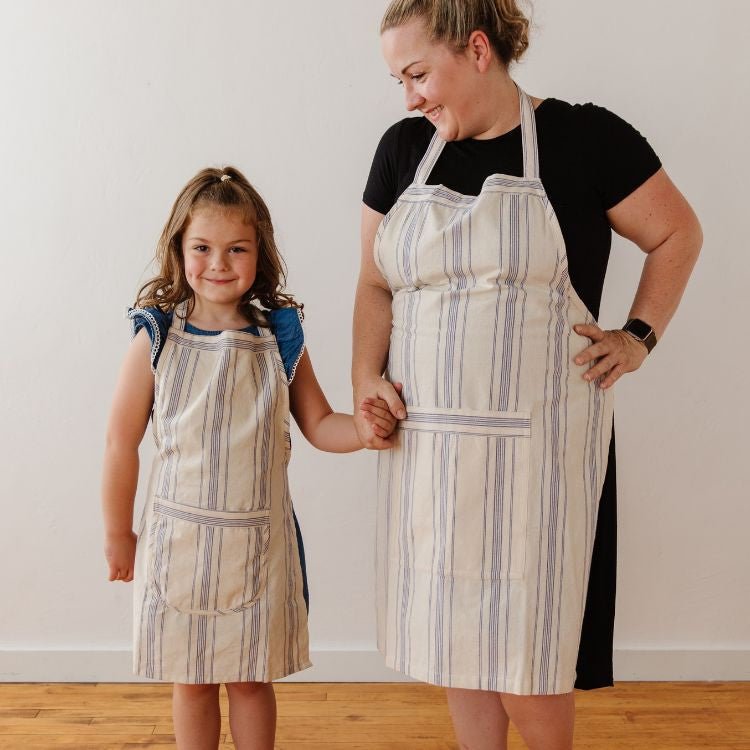 Natural Cotton Ticking Stripe Apron