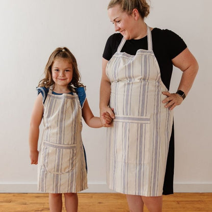 Natural Cotton Ticking Stripe Apron